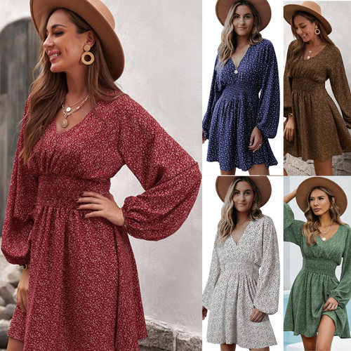 2025 Independent Station Polka Dot Dress Women's Pullover V