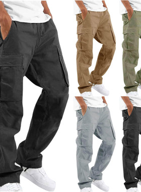 Ready Stock Men's Overalls Drawstring Multi-pocket Casual Tr