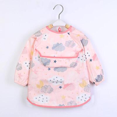 Baby Girls Apron Bibs Toddler Long Sleeve Scarf Waterproof A
