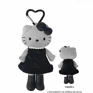 现货日本正品三丽鸥黑皮抹茶贵妇爱心扣长腿hellokitty挂件尾巴