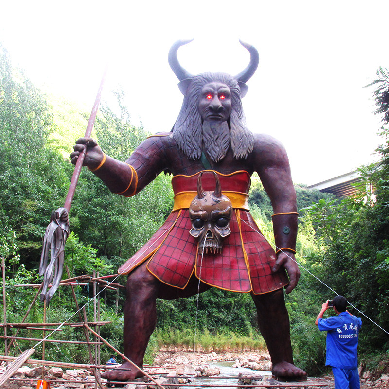 漂流景区超大型牛魔王模型摆件发声会动大话西游妖魔鬼怪电动雕塑