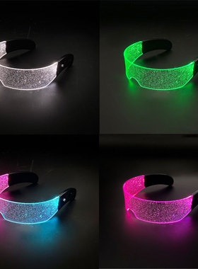 长方形科技感男女LED发光眼镜潮