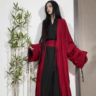汉服女清冷风大袖衫女侠风超仙交领直裾中国风古装成人套装魏晋风