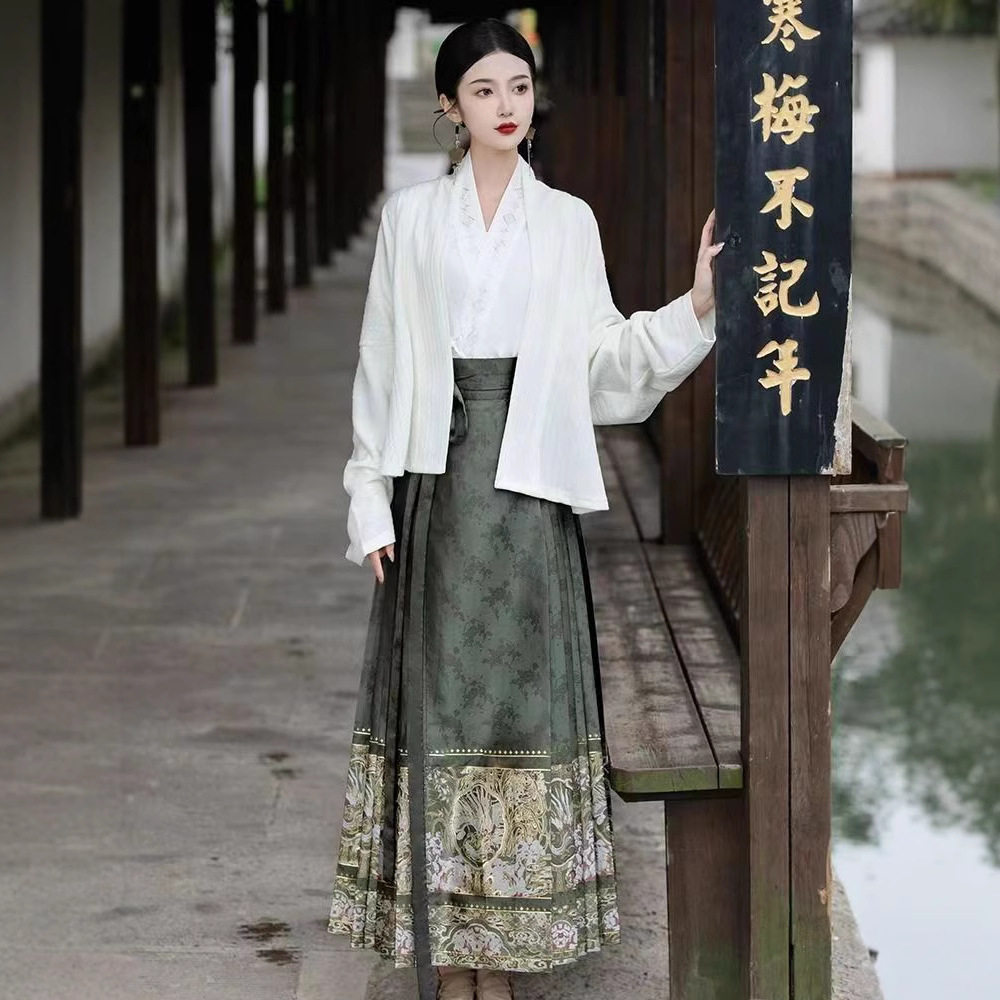 【天女下凡】改良汉服中国秋冬上衣搭配新款日常马面裙全套一整套