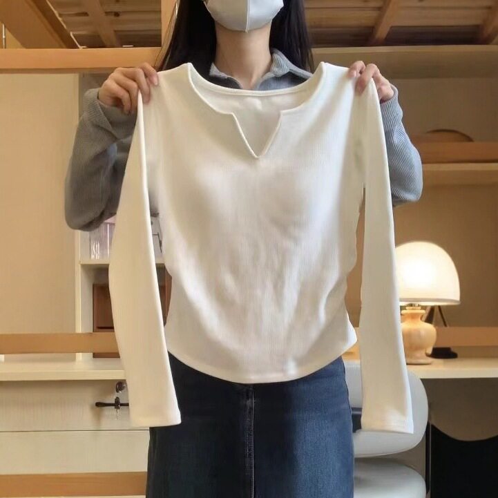 纯棉修身长袖t恤女装秋冬