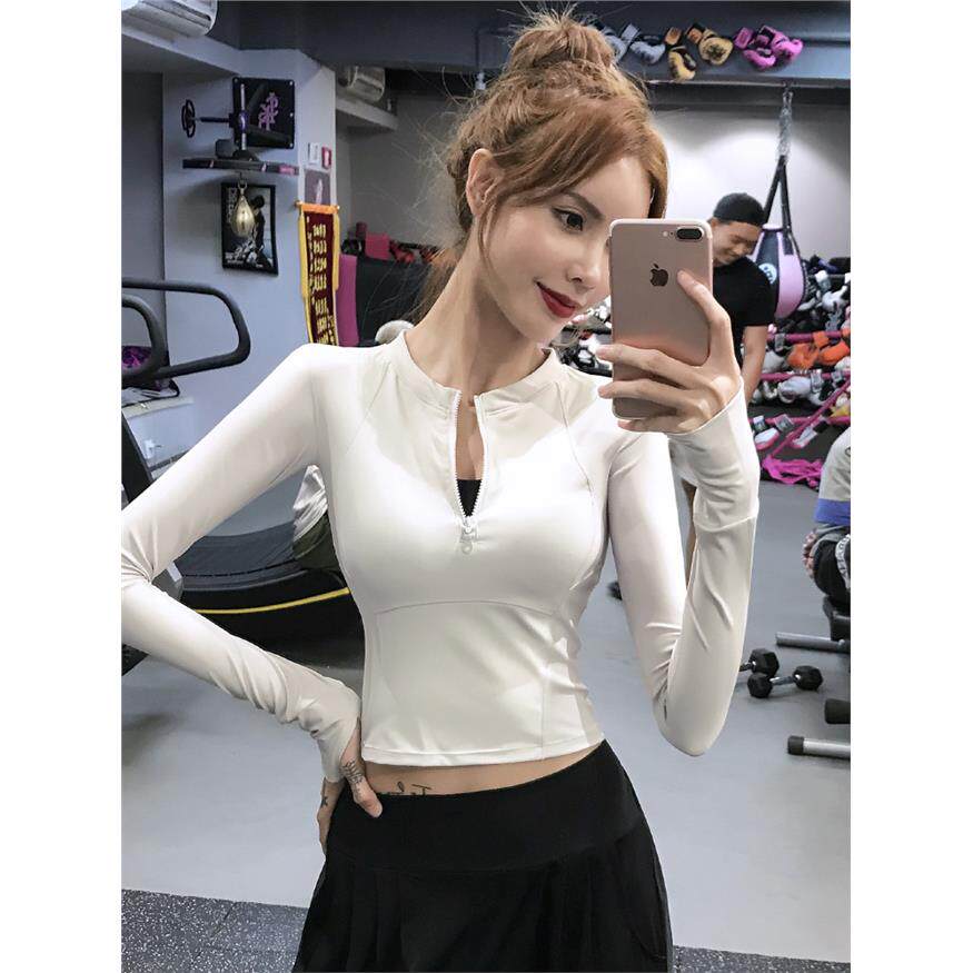 健身长袖弹力瑜伽服女秋