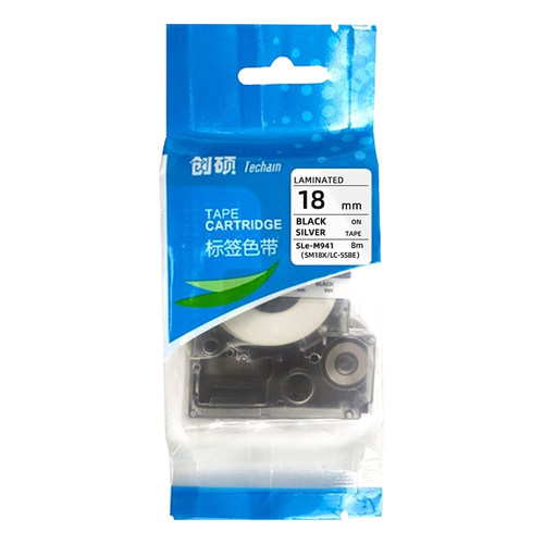 创硕TECHAIN SLe-641标签色带18mm宽可选白/红/绿/蓝/透明/银/黄底黑字1卷（适用LW-400 C410 SR230）