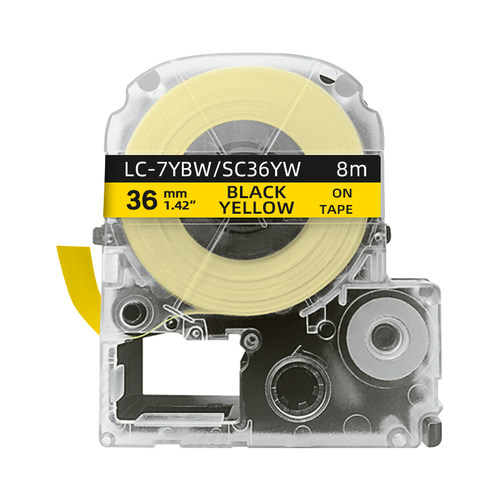创硕TECHAIN KJM/PTe-661/SC36YW/LC-7YBW标签色带黄底黑字36mm适用LW-1000P SR5900P机型