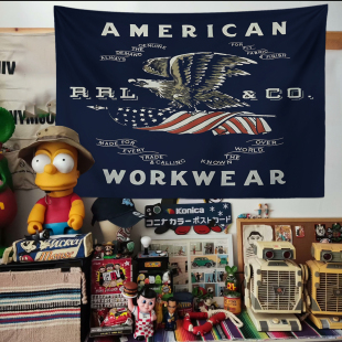挂旗店铺古着店装 RRL复古广告宣传挂布美式 饰布vintage 可定制