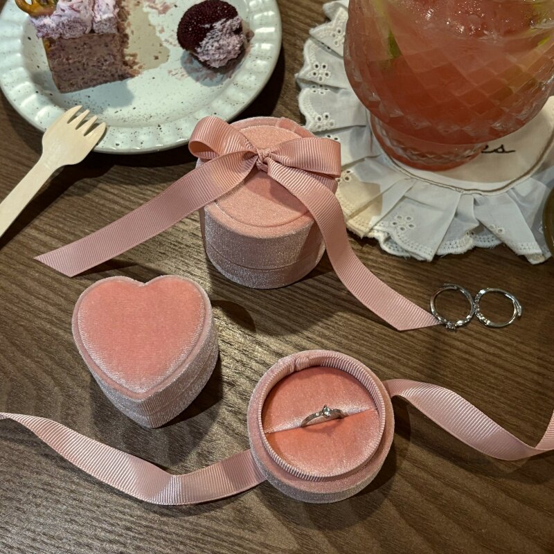 少女心粉粉~备婚好物~首饰盒蝴蝶结爱心绑带戒指盒项链盒收纳
