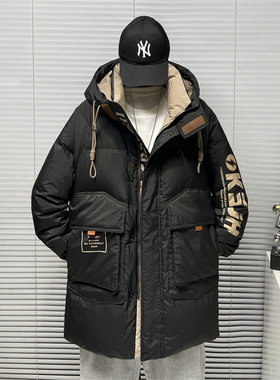 青少年羽绒服男士中长款冬季2023