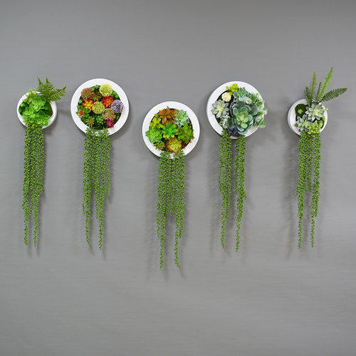 绿植圆形多肉壁挂仿真花墙面装饰