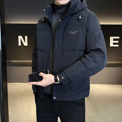 可拆卸连帽男士羽绒服冬季2025新款高级感短款加厚男装鸭绒外套