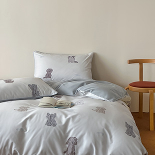 高端全棉长绒棉细腻磨毛四件套秋冬床上被罩卡通花卉高级感双股