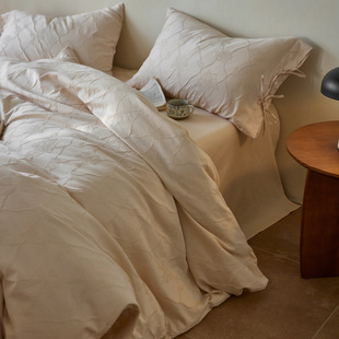 秋冬加厚全棉磨毛四件套浮雕提花纯棉被套1.2m床笠床品蓝紫色被套