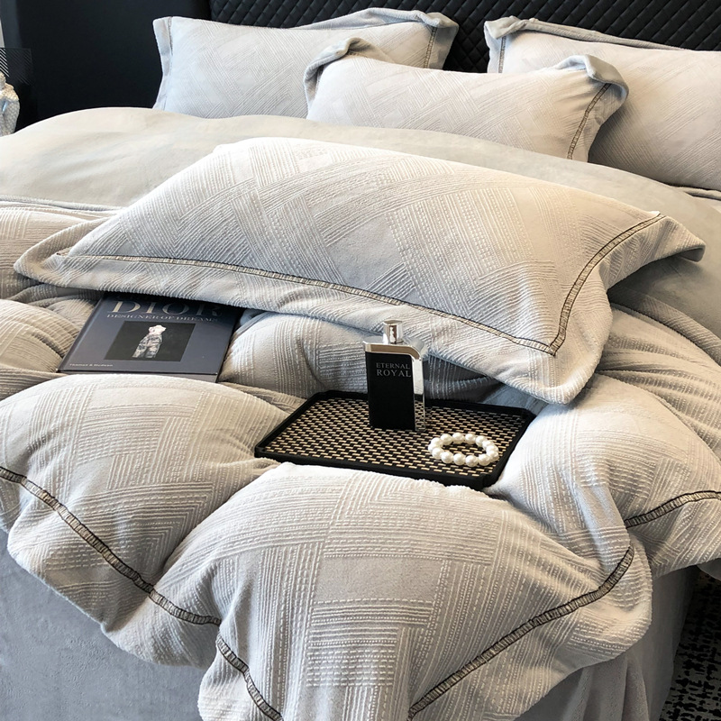 A类牛奶绒四件套轻奢高级感加厚珊瑚绒床单被套保暖冬季床上用品