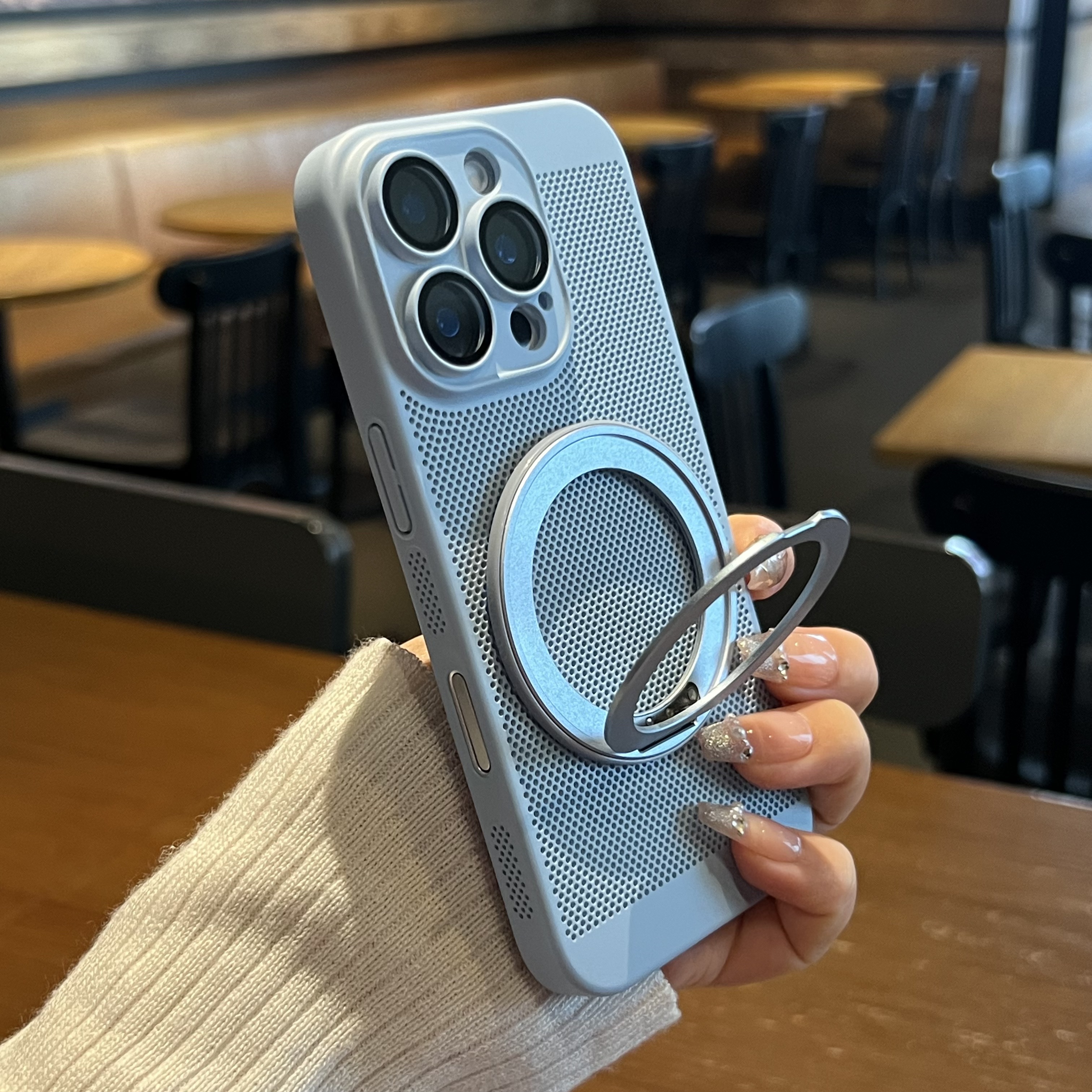 金属冰甲散热磁吸适用苹果16promax手机壳新款iphone15pro时尚高级感14小众奢华13Pro镂空网孔全包12防摔plus