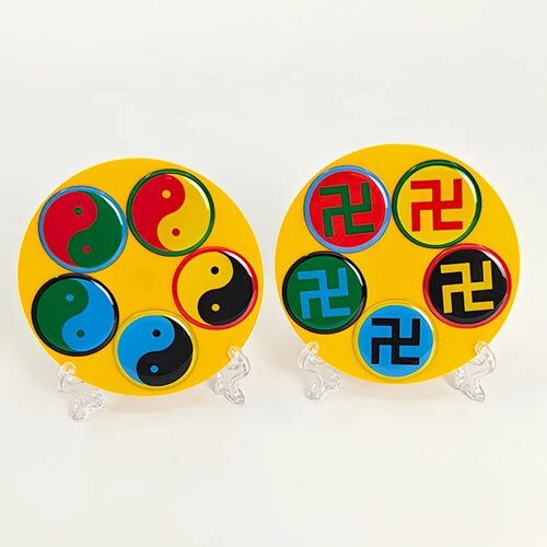 江氏掌中五行八卦万字福太极图8.3公分盘室内装饰摆件文化工艺品