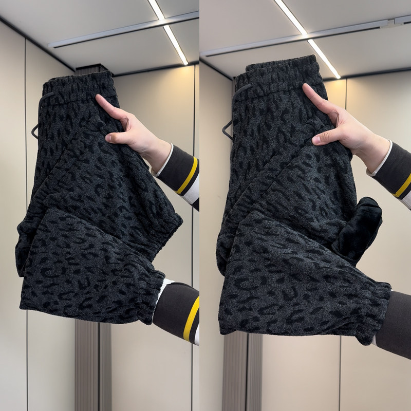 韩版豹纹休闲裤女高腰束脚裤加绒加厚萝卜裤黑色哈伦裤百搭女卫裤,女装/女士精品,休闲裤,淘宝优惠券,粉丝福利购,淘宝优惠卷