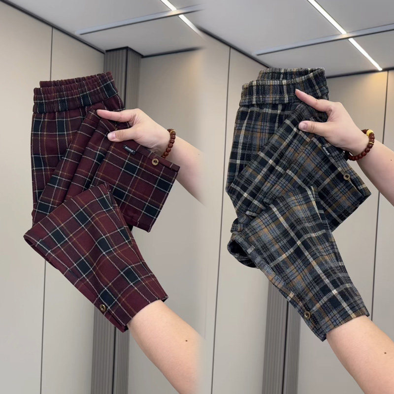 毛呢休闲裤女秋冬季新款女裤百搭显瘦格子裤加厚哈伦裤高品质女裤,女装/女士精品,休闲裤,淘宝优惠券,粉丝福利购,淘宝优惠卷