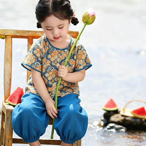 大唐的夏天儿童汉服唐褙子套装