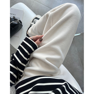 直筒裤 醋酸羊毛阔腿裤 高个子加长糯米毛呢加绒窄版 2025新款 女冬季