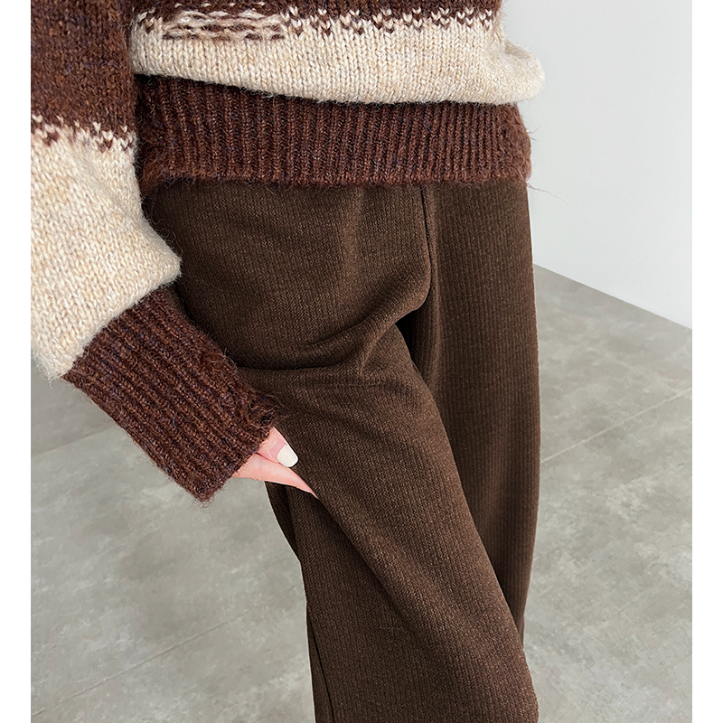 2024冬季新款美拉德咖色针织裤子