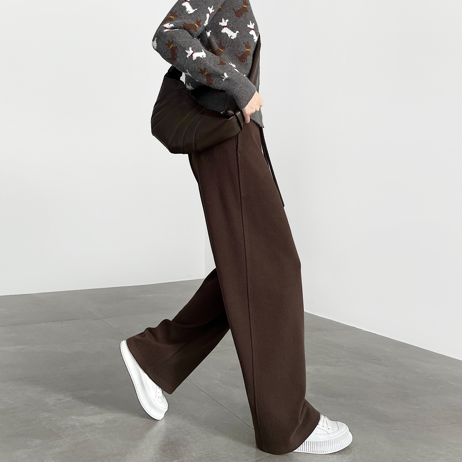 2024冬季新款休闲醋酸羊毛阔腿裤