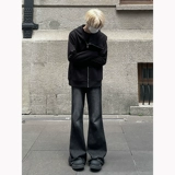 Черные цветные длинные джинсы, штаны, в американском стиле, свободный прямой крой