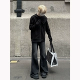 Черные цветные длинные джинсы, штаны, в американском стиле, свободный прямой крой