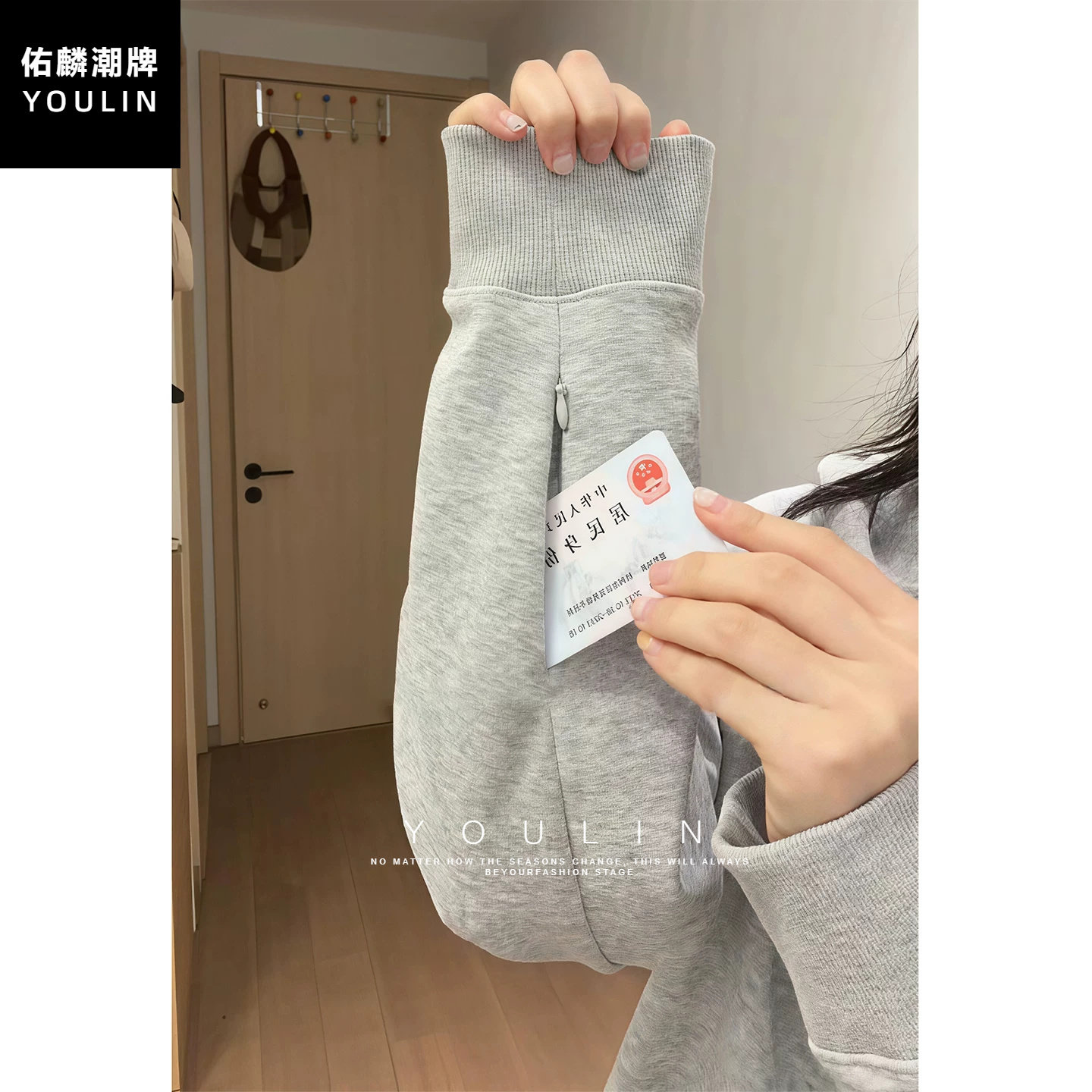 灰色隐藏多口袋卫衣男女款秋季重磅开衫外套大学生美式复古连帽衫