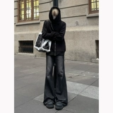 Черные цветные длинные джинсы, штаны, в американском стиле, свободный прямой крой