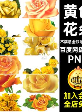 花瓣花束情人节png免抠ps50款图片素材卡通玫瑰花剪影花朵PNG黄色