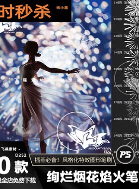 procreate笔刷ps画笔烟花绽放烟火梦幻特效插画ipad绘画节日祭典