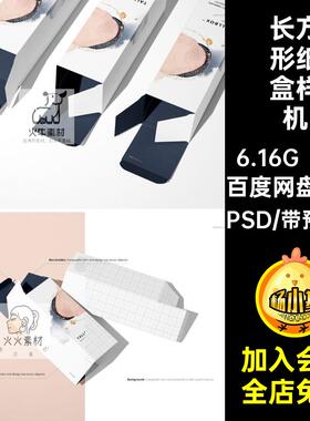 3D效果素材长方形盒纸盒设计智能贴图ps样机产品包装国外设计模板