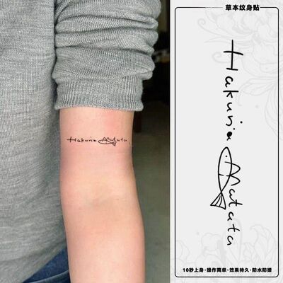 无忧无虑 Hakuna Matata小鱼草本纹身防水锁骨手腕彩绘小众英文