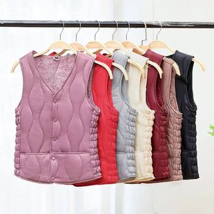 V领加绒坎肩百搭内胆 短款 2025秋冬新款 羽绒棉马甲女保暖背心修身