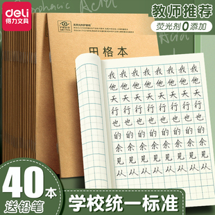 得力田字格本小学生幼儿园专用作业本全国统一标准36k汉语拼音本田子本英语本生字本算术本练习本一二年级