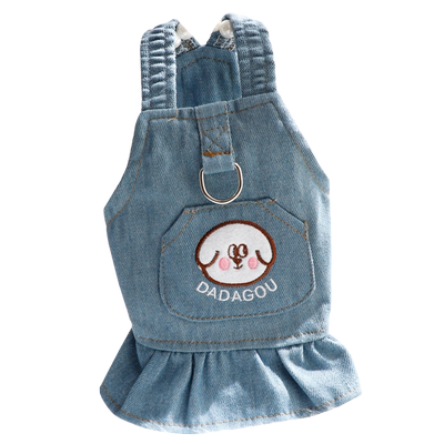 Accope猫咪狗狗吊带牛仔牵引裙子