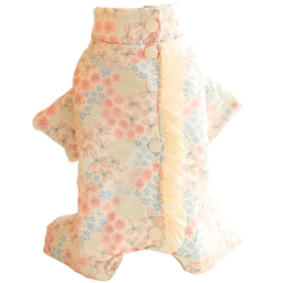 狗狗衣服秋冬款公主花边四脚棉衣仿羽绒包肚子小型犬泰迪宠物4268