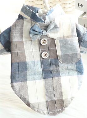 狗狗衣服春秋装薄款猫咪中式领结立领衬衫西装礼服小型犬宠物2872