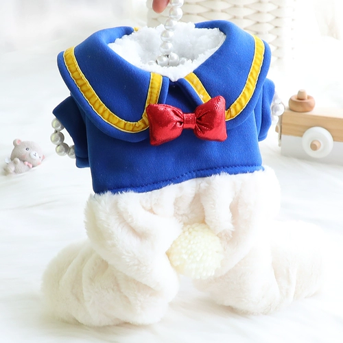 Собачья одежда осень и зима с четырьмя толстыми толстой хлопчатобумажной мультфильмом милый большой пердук