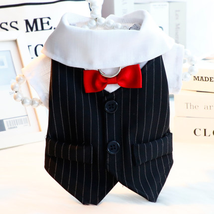 狗狗衣服春秋装猫咪婚礼衬衫黑白燕尾服可牵引小型犬泰迪宠物6243