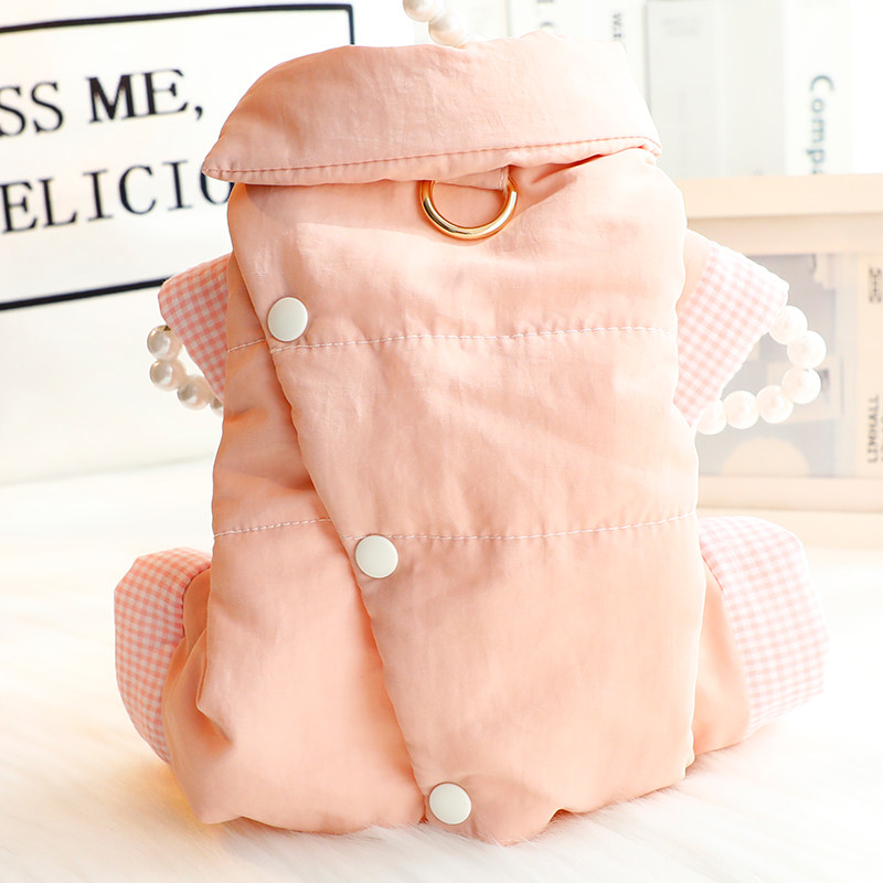 狗狗衣服秋冬装厚款背部开扣粉色牵引四脚棉衣小型犬泰迪宠物4929,宠物/宠物食品及用品,狗宠物服装/雨衣,淘宝优惠券,粉丝福利购,淘宝优惠卷