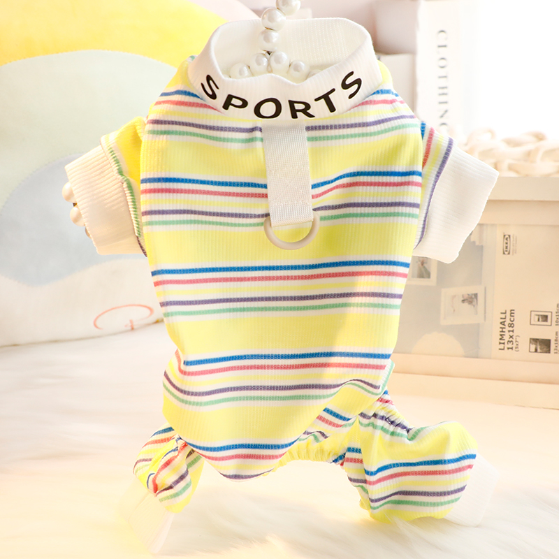 狗狗衣服春夏装薄款炫彩运动四腿居家服可牵引小型犬泰迪宠物6777
