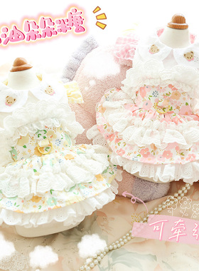 狗狗衣服春秋装猫咪公主裙奶油糖可洛丽塔牵引小型犬泰迪宠物4377