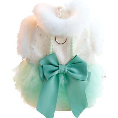 Accope猫咪狗狗淡绿色蕾丝棉衣