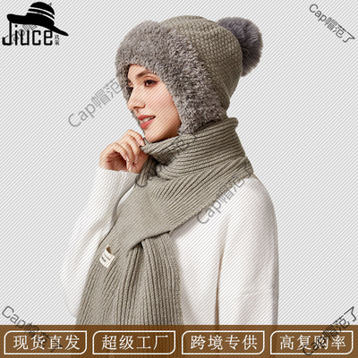 跨境秋冬加绒保暖一体帽