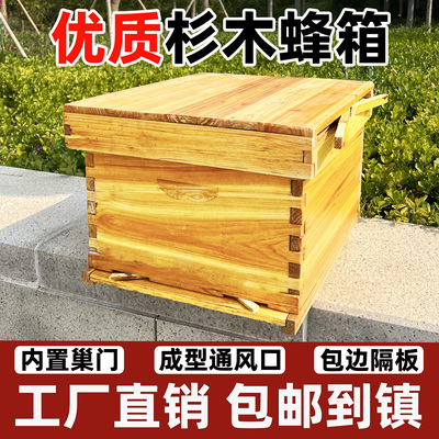 中蜂蜂箱全套蜜蜂蜂箱十框七框标准杉木蜂箱意蜂蜂桶养蜂工具全套