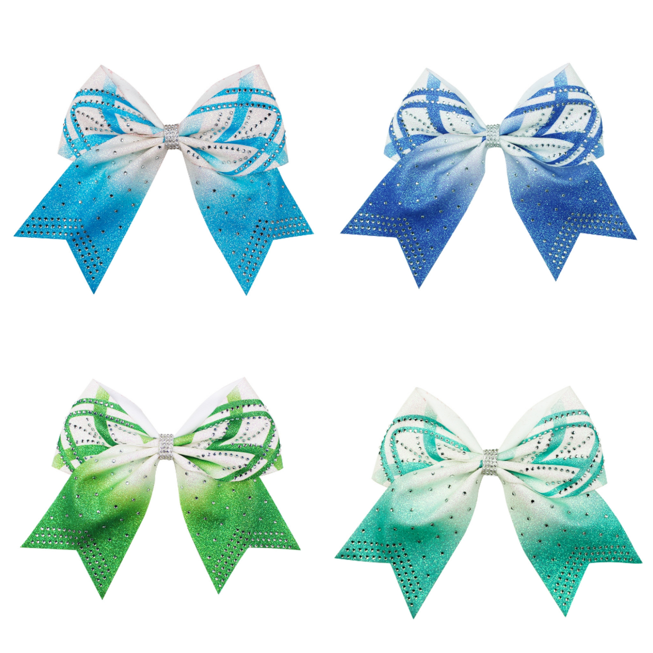 学生儿童运动啦啦操舞台表演比赛线条喷粉闪钻燕尾蝴蝶结飘带头花